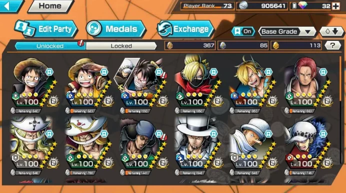 BR663-IOS+Android-Hyber 52+11 Ex Max(Kid Law Skin+Roger v2+Lucci+Kaido v3+Shank v3+Roger+Kaido 2+Yamato+Oden)+Vip Medal+Support 163%+Many BF Max