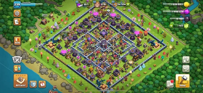 Th 15 max/Hero (90.90.63.62.38) wall 13.14.15/ Defend max/ level 239/280 medal league/1900 gem/Lifetime warranty(C2129)