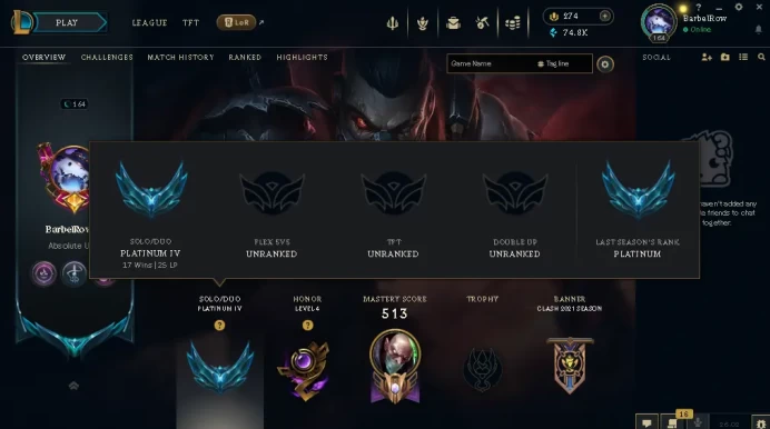 EUW -(S16) PLATIN 4 %72WR - +30 /-10LP - 172 Champ - 378 Good Skins(5 Ultimate, 3 Mythic,25 Legendary, 86 Epic) -74K BE - FULL ACCES - CHEAP