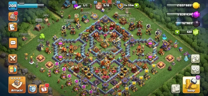 | TH 16 ACC | HEROES 94_95_72_67_41 | XP LVL 208 | FREE NC | 14 EPIC EQUIPMENTS | GIANT GAUNTLET MAX | 6 BUILDER UNLOCKED | BH 10 |