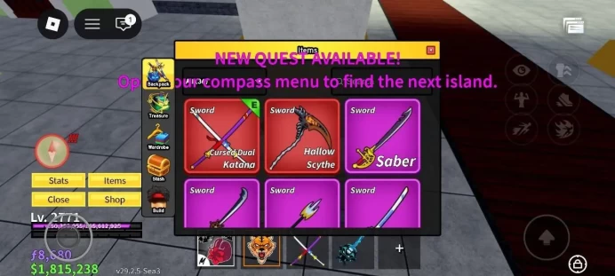 Global - Level 2771 - Money 1.8M - Swords 24 - Guns 10 - Fruits 25 - Code1136