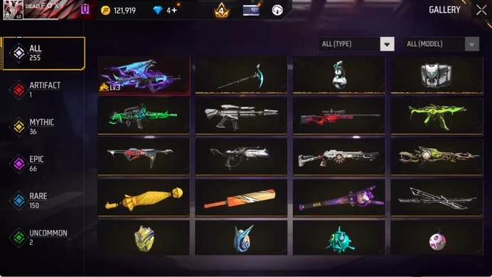 Indonesia|M1887 Rapper Underworld, Katana Void Matter, Ak47 Blue Flame, etc|255 Vault + 84 Bundle|Log Google(FF1363)
