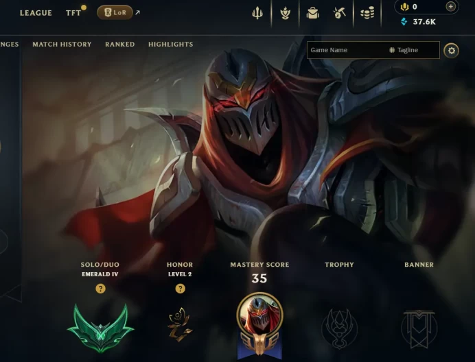 [EUW] S16! - SPLIT 1! - Emerald 4 - 35 Win 26 Lose - 37.6K BE - Honor 2 - Ranked Ready - Instant Delivery 