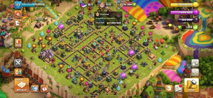 Th 14 max /Hero(85.85.60.60.30)1000 medal league /1 skin map/Defend max/Wall max(15) Lifetime warranty (C2148)