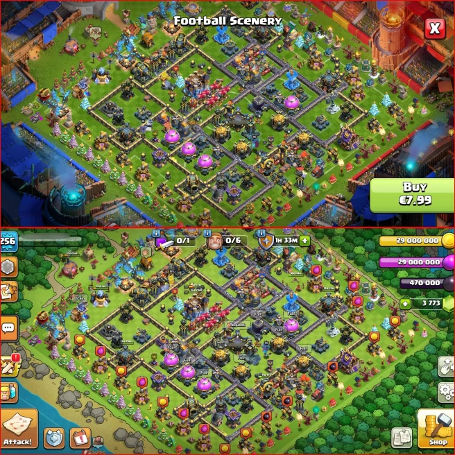 Th18, All 5 Heroes Max, Nc Available { 13 Rare Epic } 3770 Gem, 2760 WAR STAR, ATB 5679, 9k legend Trophy, Full Magic Items, 125 Wall Max