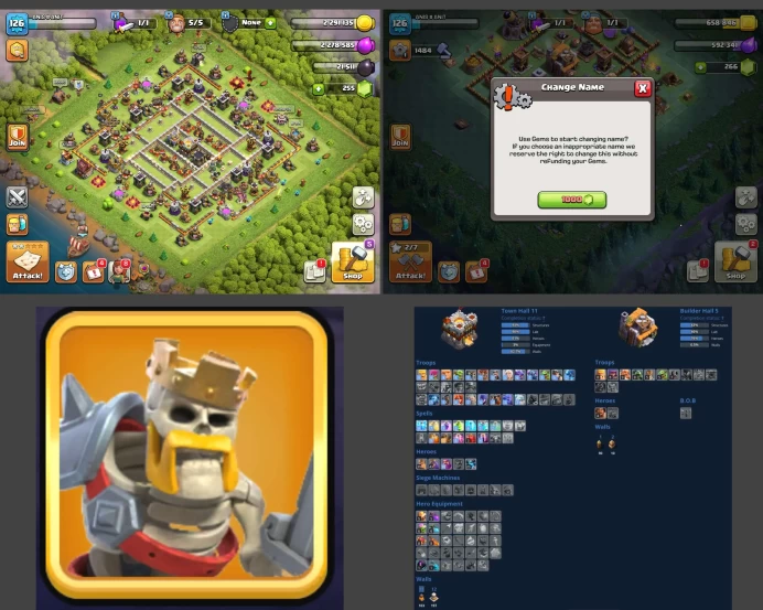 ■TH:11 (+80%) ■Heroes: K39 Q43 P20 W20 ■Skins:1 ■SW:1335 ■BH:5 ■Full Access ■Instant Delivery ■A4905