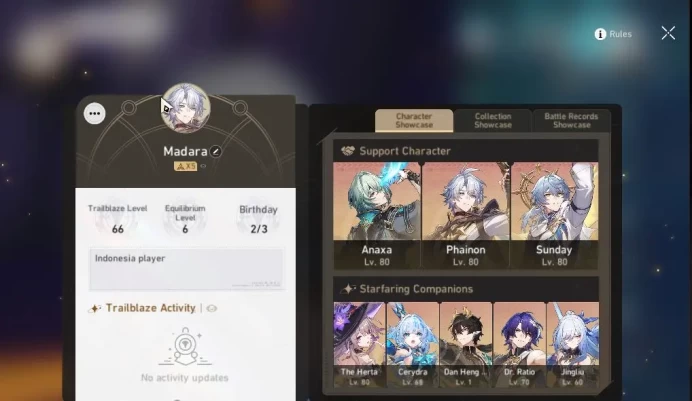 Asia|TL 66|Phainon Team|10 Limited|Anaxa+Sign,Phainon,Sunday,Cerydra,The Herta,Etc|6,3k SJ|Amphoreus|Take Mail|Check SS(HSR5419)