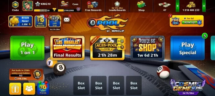 Level 55 - Coin 1018M (+1B) - Cash 47 - Rank Veteran - Trophy 2285 - Legendary Cubes 3 - Lucky Shot 5x - Code1153
