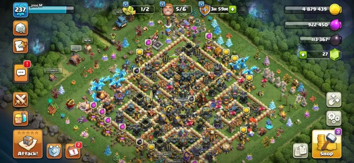 | SEXY TH 17 ACC | HEROES 95_95_61_67_41 | 1900+ CWL MEDALS | XP LVL 237 | 500 NC | 5 EPIC EQUIPMENTS | FIREBALL & ELECTRO BOOTS MAX | BH 10