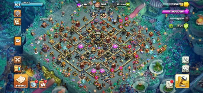 Obstacle Rare HDV 17 Max▰4 héros max▰13 équipements épiques (2 épiques max, les autres presque max)▰Changement de nom : 500 gemmes▰Décors dispon