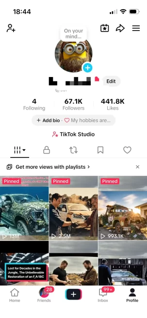 Instanly Delivery/ Monetized 67K Followers+440K Likes Account/ Creator Rewards Program Activated/ Live Stream/ Full Access