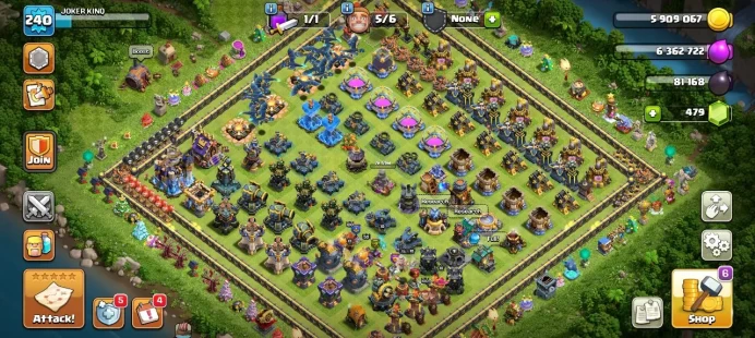 TH 18 (full max Th17), 9 Equipment Epic, Hero Max, Wall Max, Defense max , have 2430 stars war , 6 Hero skin , Warranty Lifetime