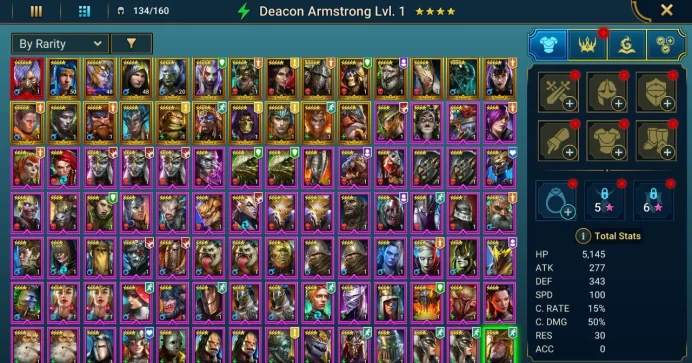 Starter with Mythical - Toshiro : 91k energy / 61 mln coins / Hurndig, Roanas, Arix, Ninja + 19 Login Legendaries / Deacon, Nia