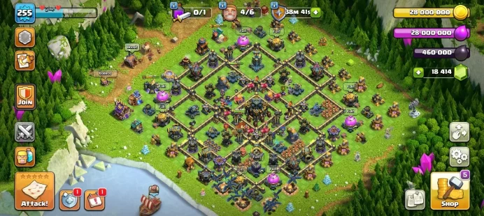 TH 17 Full Max, 6 Equipment Epic, Hero Max, Wall Max, Defense max , have 2313 stars war ,(have 18414 geem) Warranty Lifetime