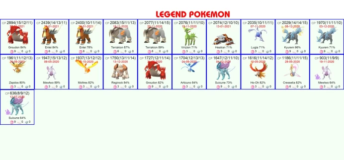 #0969  Level 47, 1030 Pokemon, 29 Shiny, 21 Legend, 11 IV 100, 0 Shiny Legend, 2 Shadow Legend, Bag Items 2875, 1M Stardust