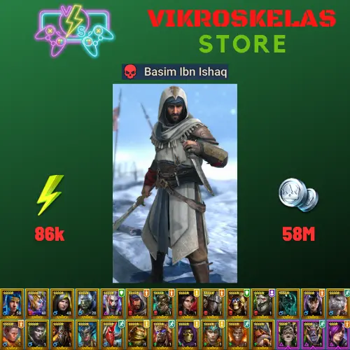 Starter acc with Basim : 86k energy / 58 mln coins / Hephraak, Razelvarg, Grohak, Arix, Ninja + 19 Login Legendaries / Daithi