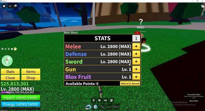 Blox Fruit|Lv2800| Ghoul V4| 2 Myth Weapon (Cursed Dual Katana & Hallow Scythe) + Sharkman Karate + 4 Legend Fruit | SS (RBL837)