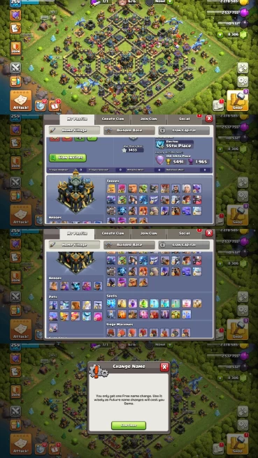 TH17 99% MAX - HEROES MAX - 8300+ GEMS - FREE NC - 8 HERO SKINS - 4 EPIC EQUIPMENTS - IOS & ANDRIOD