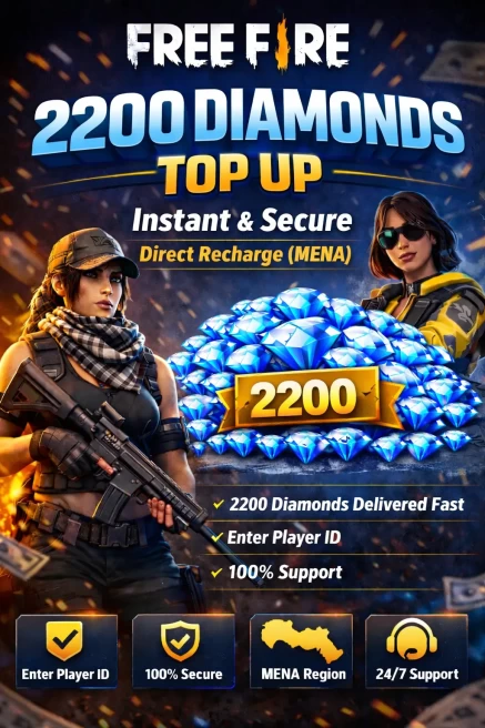 Free Fire 2200 Diamonds Top-Up (MENA) - Instant UID Recharge