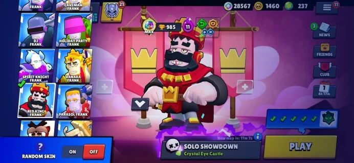 OG FULL MAXED ACC-RED KING FRANK-97 MAX POWER-84 HYPERCHARGED-METEORIC FAME-ALL 99 BRAWLERS-380 BEST SKINS-93000 TROPHIES+300 GEMS-95K-100K