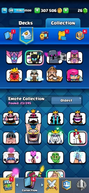 Clashroyall (Android/iOS) KT 12 -lvl 34 -Cards 107 /120 - Max Card 1 / Lvl 13 Card 2 / Emote 23 / Tower skin 3 /Fast delivery