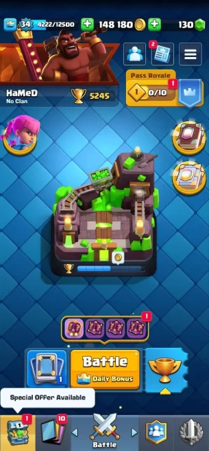 Clashroyall(Android/iOS) KT12 - lvl34 - Cards103/120 - Max Card 1 _lvl 13 card 3 /Emote 42 / skin tower 4 / fast delivery