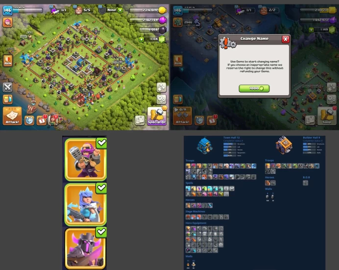 ■TH:12 (+40%) ■Heroes: K38 Q46 P20 W20 ■Skins:3 ■BH:9 ■Full Access ■Instant Delivery ■A4993