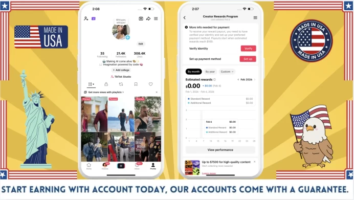 US Monetized Creator Rewards Program Account | 21k Real Followers & 308k Likes | Real screenshots + Full Access + Account in Good Standing