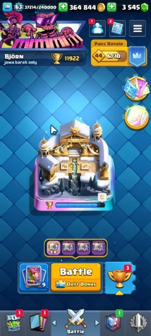 Lv 63|Trophy 11922|KTL 15|Limited Skin|Card 121| 2 Hero,10 EVO,8 Champ,21 Legendary,33 Epic,30 Rare,29 Common|Take Email(CR1370)