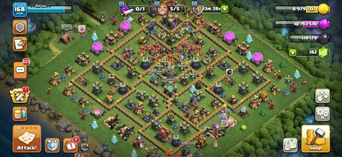 TH 14 Full Max, 12 Equipment Epic, 6 Hero Skin, Defense Max, Wall Max, 1 Map Skin, Change Name 500Gems