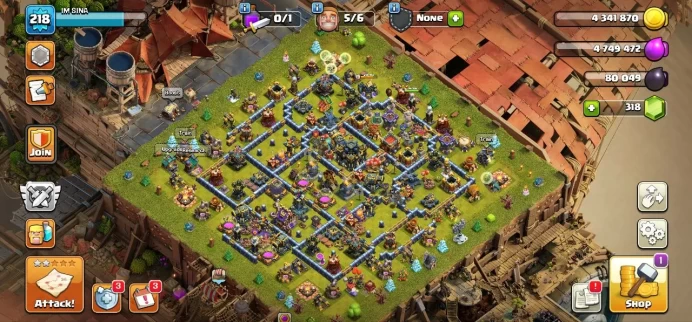 TH 17 Almost Max, 4 Equipment Epic, Defense Max, 2 Map Skin, 4 Hero Skin, 200 League Medal, Magic Items