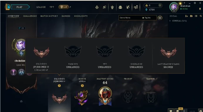 EUW -(S16) BRONZE 2(60LP) %100WR - HIGH LP GAIN - 44 Champ - 5 Good Skins - HONOR 4 -S14 ACC - HANDMADE - UNVERIFIED - LIFETIME WARRANTY - CHEAP