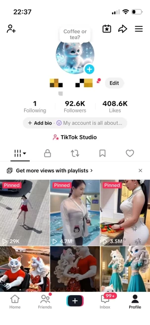 Instanly Delivery/ Monetized 90K Followers+400K Likes Account/ Creator Rewards Program Activated/ Live Stream/ Full Access