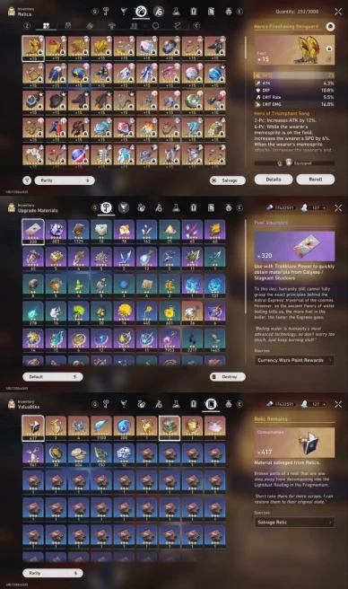 All Platform - EU - Level70 - 43 Character 21 5'Star - 14 Weapon 5'Star - Cyrene - The Herta - Jade - Hyacine - Cipher - Code1221