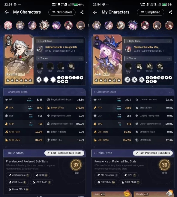 All Platform - EU - Level70 - 43 Character 21 5'Star - 14 Weapon 5'Star - Cyrene - The Herta - Jade - Hyacine - Cipher - Code1221