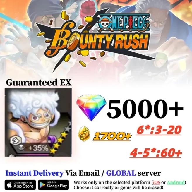 Global-ios |Badge Bins Monkey D. Luffy |5000-5500 gems |1700+ shards | Fast delivery