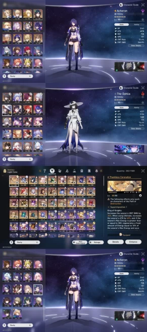 All Platform - EU - Level 70 - 50 Character 31 5'Star - 31 Weapon 5'Star - Castorice - Cipher - The Dahlia - Acheron - Hysilens - Code1224