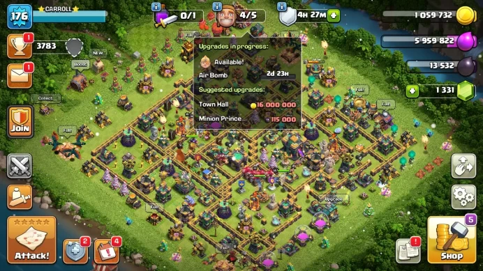 Max TH14| LVL176| Heroes(K80 Q80 M51 W55 R30) |BM24 | 1244War Stars| 8Skins| Highest5221|C97