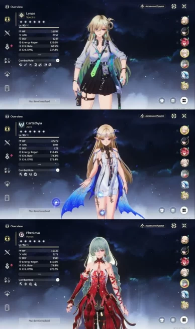 All Platform - EU - Union76 - 24 Character 9 5' Star - 7 Weapon 5'Star - Aemeath - Phrolova - Shorekeeper - Lynae - Cartethyia - Code1229