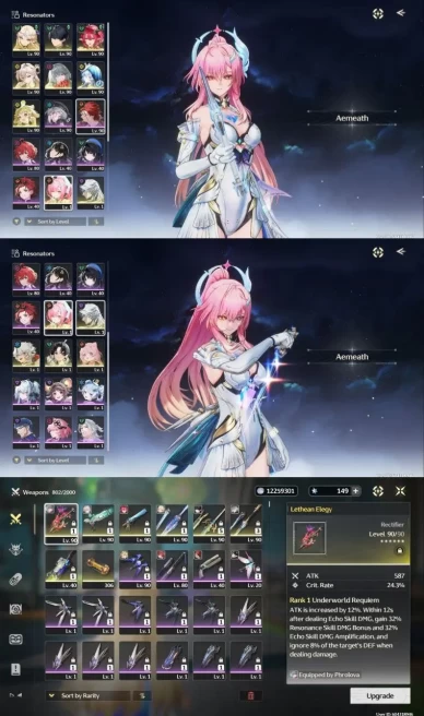 All Platform - EU - Union76 - 24 Character 9 5' Star - 7 Weapon 5'Star - Aemeath - Phrolova - Shorekeeper - Lynae - Cartethyia - Code1229