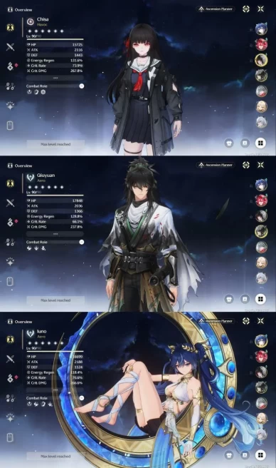 All Platform - EU - Union80 - 26 character 14 5'Star - 13  Weapon 5'Star - Chisa - Iuno - Phrolova - Zani - Cartethyia - Code1230