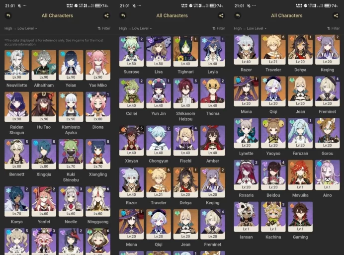 All Platform - NA(USA) - AR57 - 51 Character 15 5'Star - 4 Weapon 5'Star - Mavuika - Neuvillette - Yae Miko - Hu Tao - Code1235
