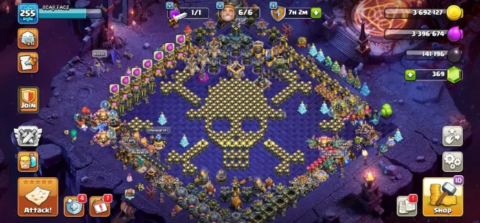 TH 18 (TH 17 Full Max), 9 Equipment Epic, Hero Max, Wall Max, Defense max  , have 3128 stars war , Warranty Lifetime