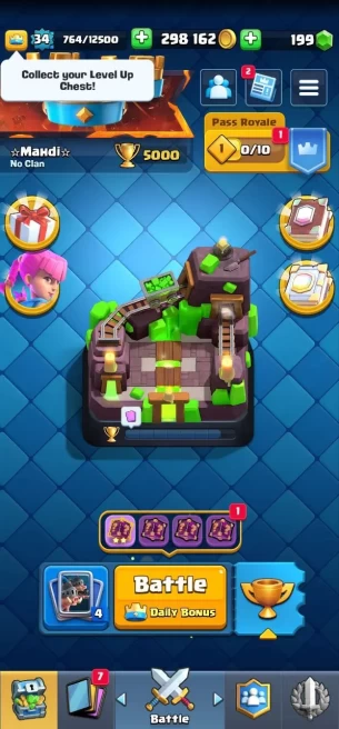 Clashroyall (Android/iOS) KT12 - lvl34  - Cards107 /120 - Max Card 1 _lvl 13 card 6 /Emote 30 /evo card1/ skin tower 3 /Fast delivery