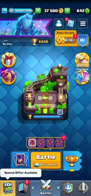 Clashroyall (Android/iOS) KT11 - lvl30  - Cards104 /120 - Max Card 0 _lvl 11 card 6 /Emote 13 / skin tower 2 /Fast delivery