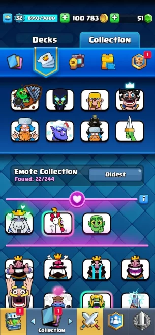 Clashroyall (Android/iOS) KT11 - lvl32  - Cards102 /120 - Max Card 2 _lvl 13 card 1 /Emote 22 / skin tower 2 /Fast delivery