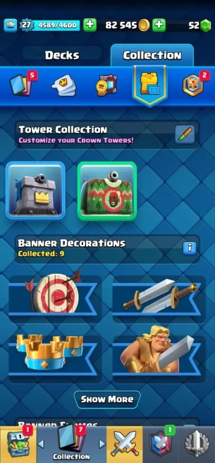 Clashroyall (Android/iOS) KT10 - lvl 27  - Cards91 /120 - Max Card 0 _lvl 11 card 7 /Emote 12 / skin tower 2 /Fast delivery