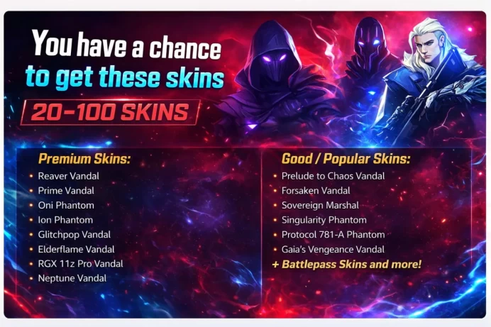 Eu / Valorant / FULL ACCESS 20-100 SKINS / Top Skins
