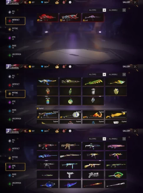 iOS/Android- Global - Level 53 - Rank Gold - Set 39 - Emote 10 - Weapon 90 - Artifact 3 - Mythic 11 - Epic 32 - Code1212