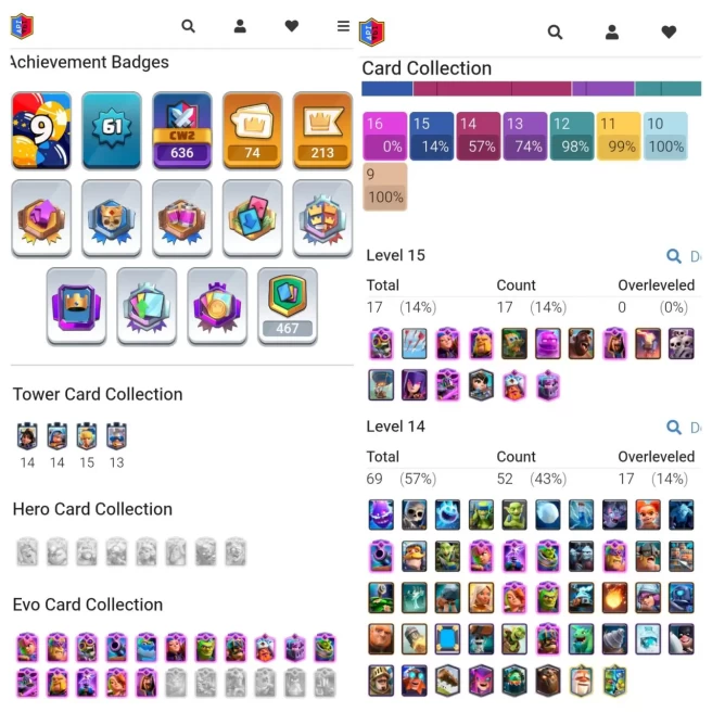 VIP CR LVL 61 | EVO 16 | CARDS LVL15: 17 / LVL14: 69 | EMOTE 74 | KT 15 | TROPHY 10K | NC FREE | INSTANT DELIVERY